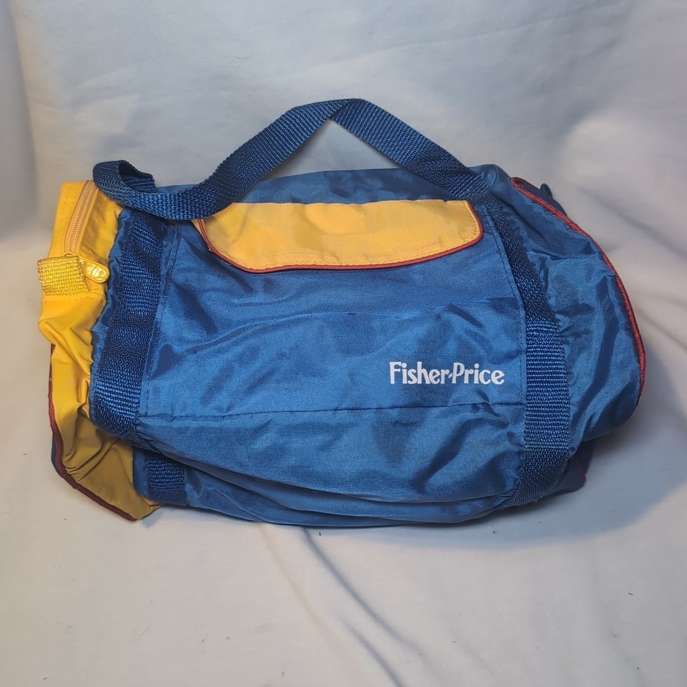 Vintage 1986 Fisher Price Duffel Bag/Overnight Bag Red/Yellow/Blue Pockets